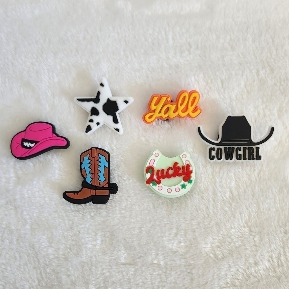 Crocs Jibbitz Clog Shoe Charms Western Cowgirl Boots Lucky Y'all Set Of 6